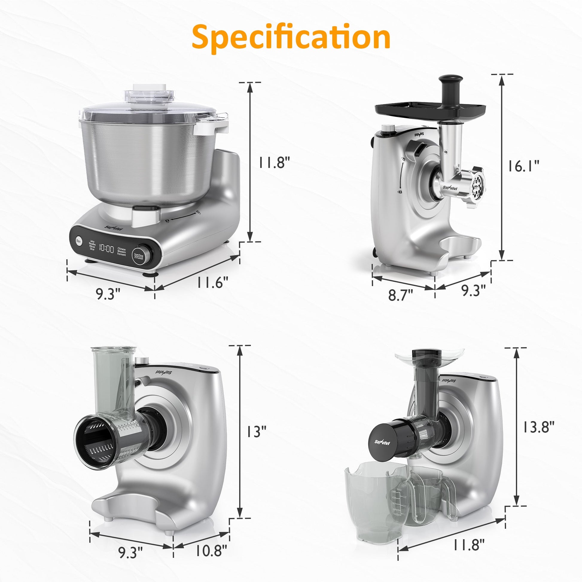 4-in-1 Multifunction Stand Mixer with Fermentation 5.3QT Electric Dough Mixer