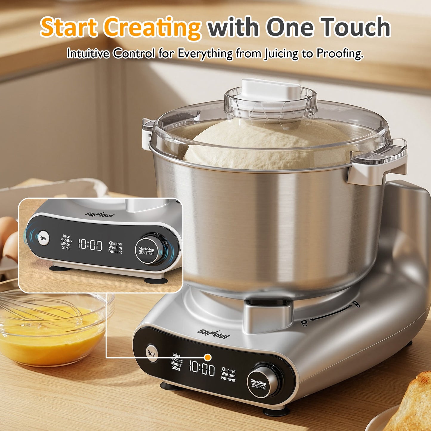 4-in-1 Multifunction Stand Mixer with Fermentation 5.3QT Electric Dough Mixer