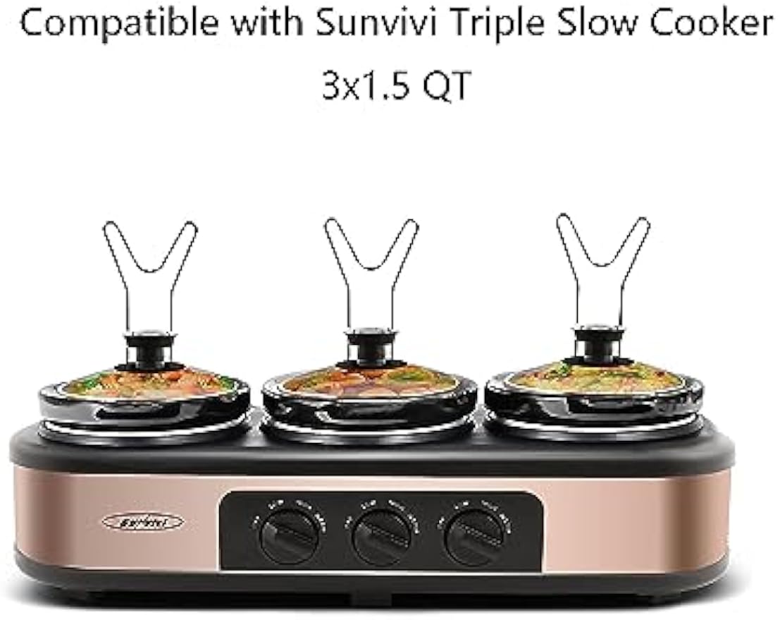 Triple Slow Cooker Lid Holder, Design Keeps Countertops Clean, Fits Sunvivi Triple Slow Cookers, Dishwasher Safe