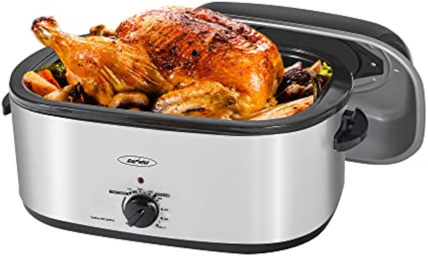 22lb 18-Quart Roaster Oven with Self-Basting Lid, Sunvivi electric roaster with Removable Pan & Rack, 150-450°F Full-Range Temperature Control with Defrost/Warm Function, Stainless Steel, Silver…