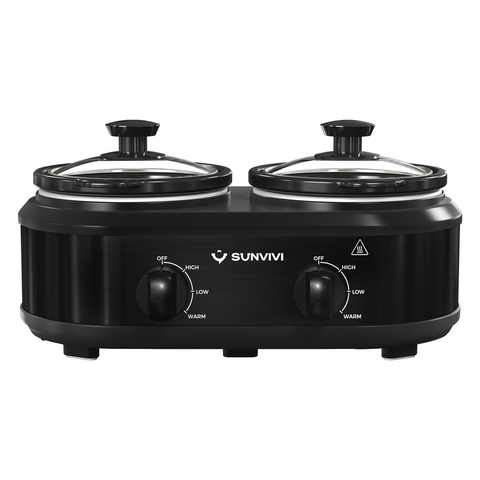 Sunvivi 2.5QT Double Slow Cooker Buffet Server with Dual 1.25 Pots