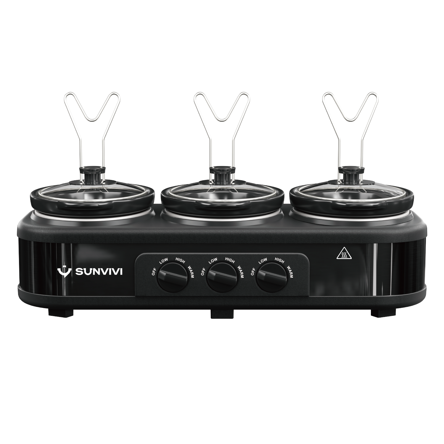 Sunvivi 4.5QT Triple Slow Cooker Buffet Server with 3 x 1.5QT Pots