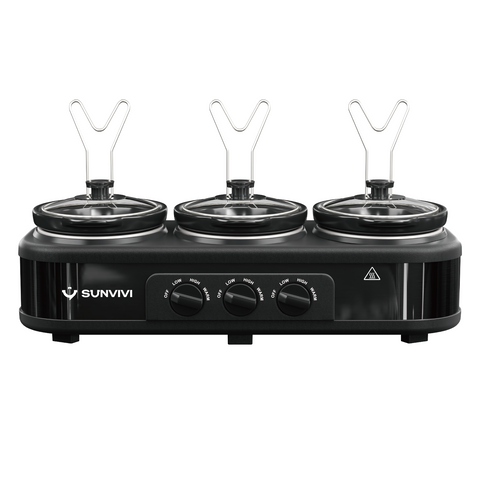Sunvivi 4.5QT Triple Slow Cooker Buffet Server with 3 x 1.5QT Pots