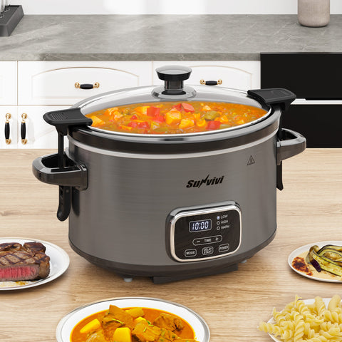 4QT Programmable Slow Cooker with Locking Lid - Slow Cookers