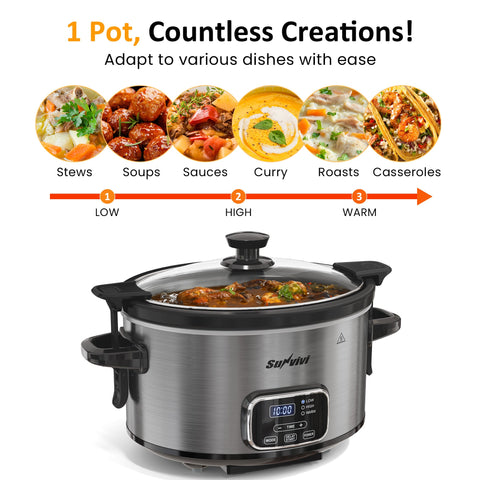 4QT Programmable Slow Cooker with Locking Lid - Slow Cookers