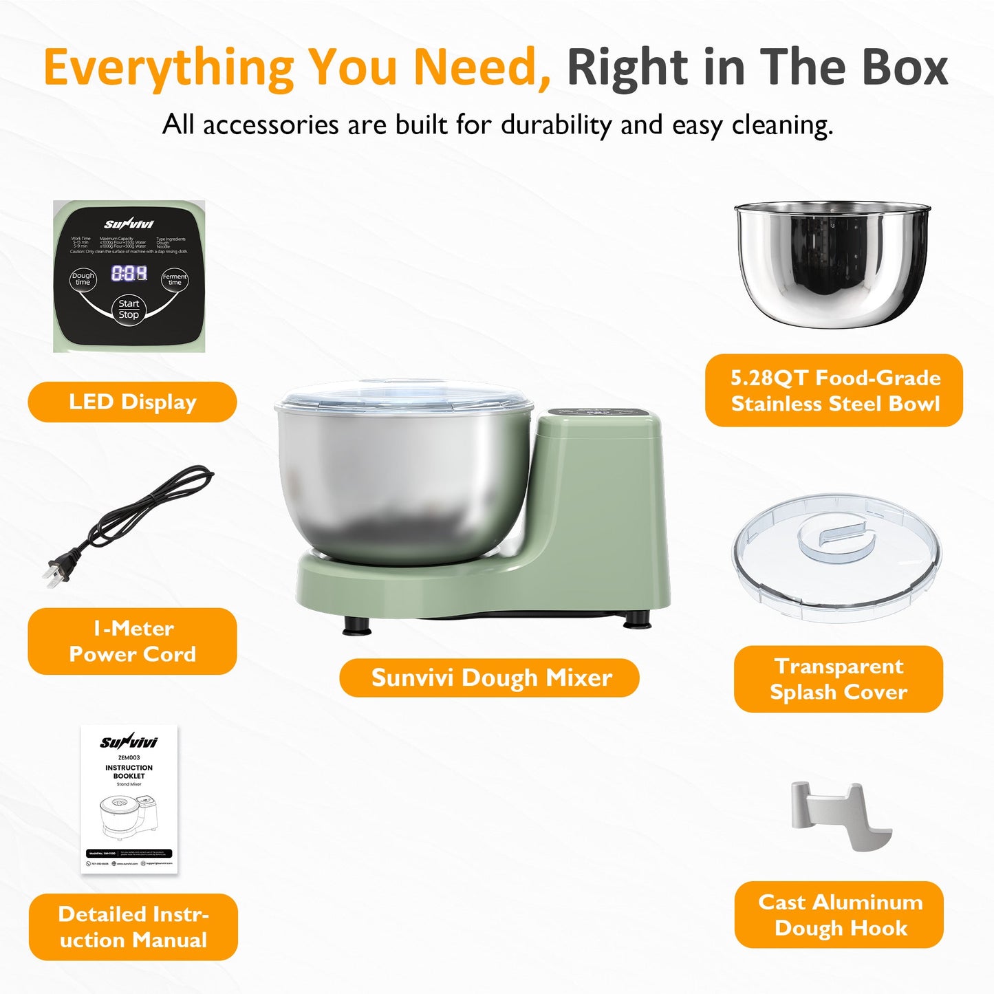 5.3QT Electric Dough Maker with Ferment Function