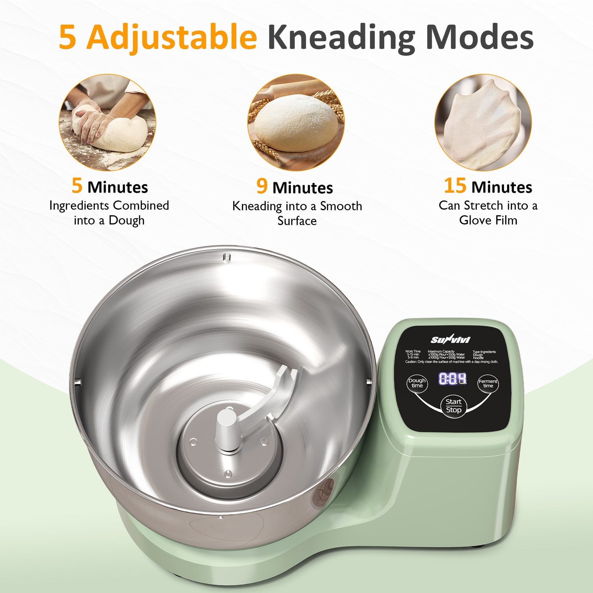 5.3QT Electric Dough Maker with Ferment Function