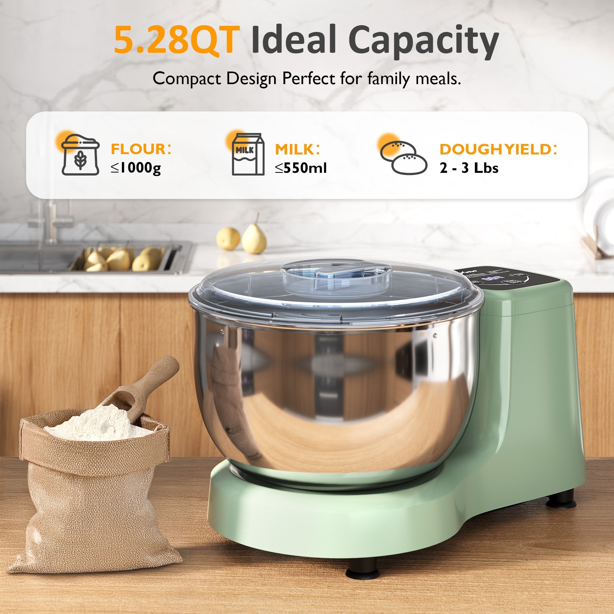 5.3QT Electric Dough Maker with Ferment Function