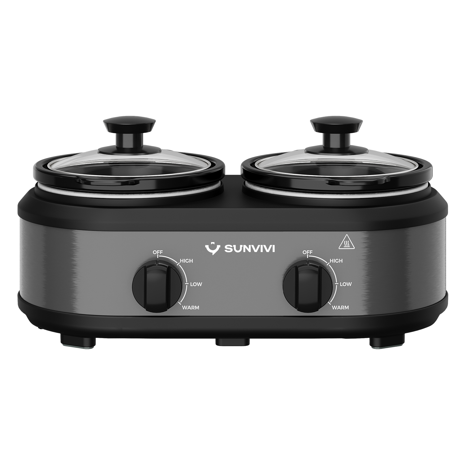 Sunvivi 2.5QT Double Slow Cooker Buffet Server with Dual 1.25 Pots