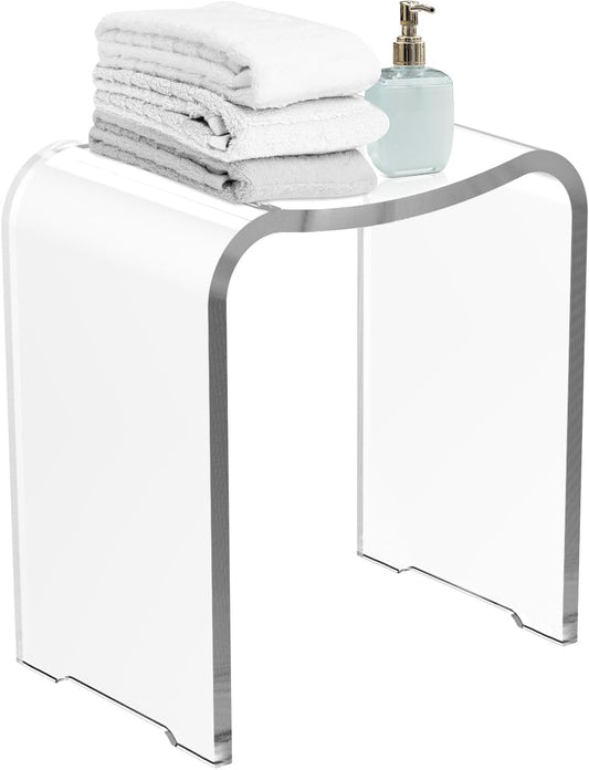 WAHFAY Acrylic Shower Bench, Clear Shower Stool for Inside Shower, Modern Shower Chair Bath Seat with Rounded Edge, 300lbs Weight Capacity