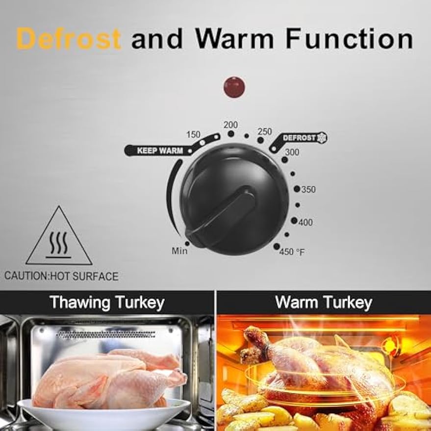 Sunvivi 26 Quart Electric Roaster Oven Turkey Roaster with Lid Electric Roasters with Removable Pan Large Roaster, Visible & Self-basting Lid, Fast Heating & Thaw/warming Setting, Silver, Grey