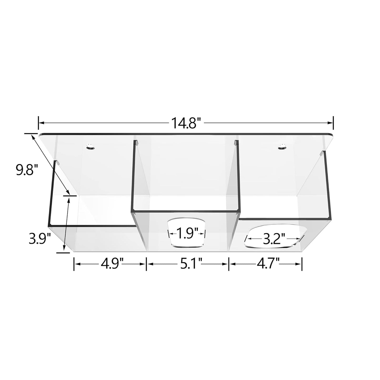 WAHFAY Acrylic Hygiene Dispenser Sanitation Station with Three Compartment, Gloves Masks Hairnets Acrylic Box Holder, Wall Mount or Tabletop Acrylic Clear Storage Containers
