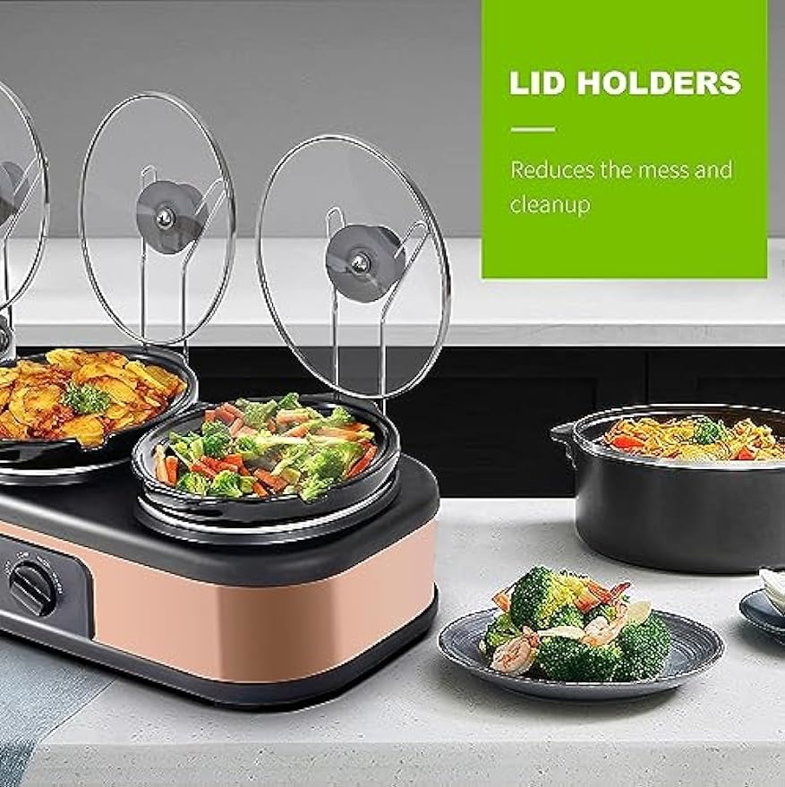 Triple Slow Cooker Lid Holder, Design Keeps Countertops Clean, Fits Sunvivi Triple Slow Cookers, Dishwasher Safe