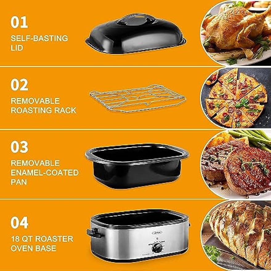 Sunvivi 22Qt Roaster Oven Rack with Integrated Feet, Cooling Drying Rack Kitchen Rack, PTFE Free, Roasting, Drying, Grilling, Dishwasher Safe, Fit Sunvivi 22Qt Roaster Oven