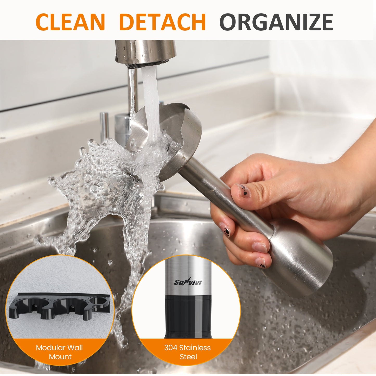 Sunvivi 1000W Hand Blender: 12 Speeds, 10 Attachments for Smoothies, Soups & More ¨C Effortless Blending in Seconds!