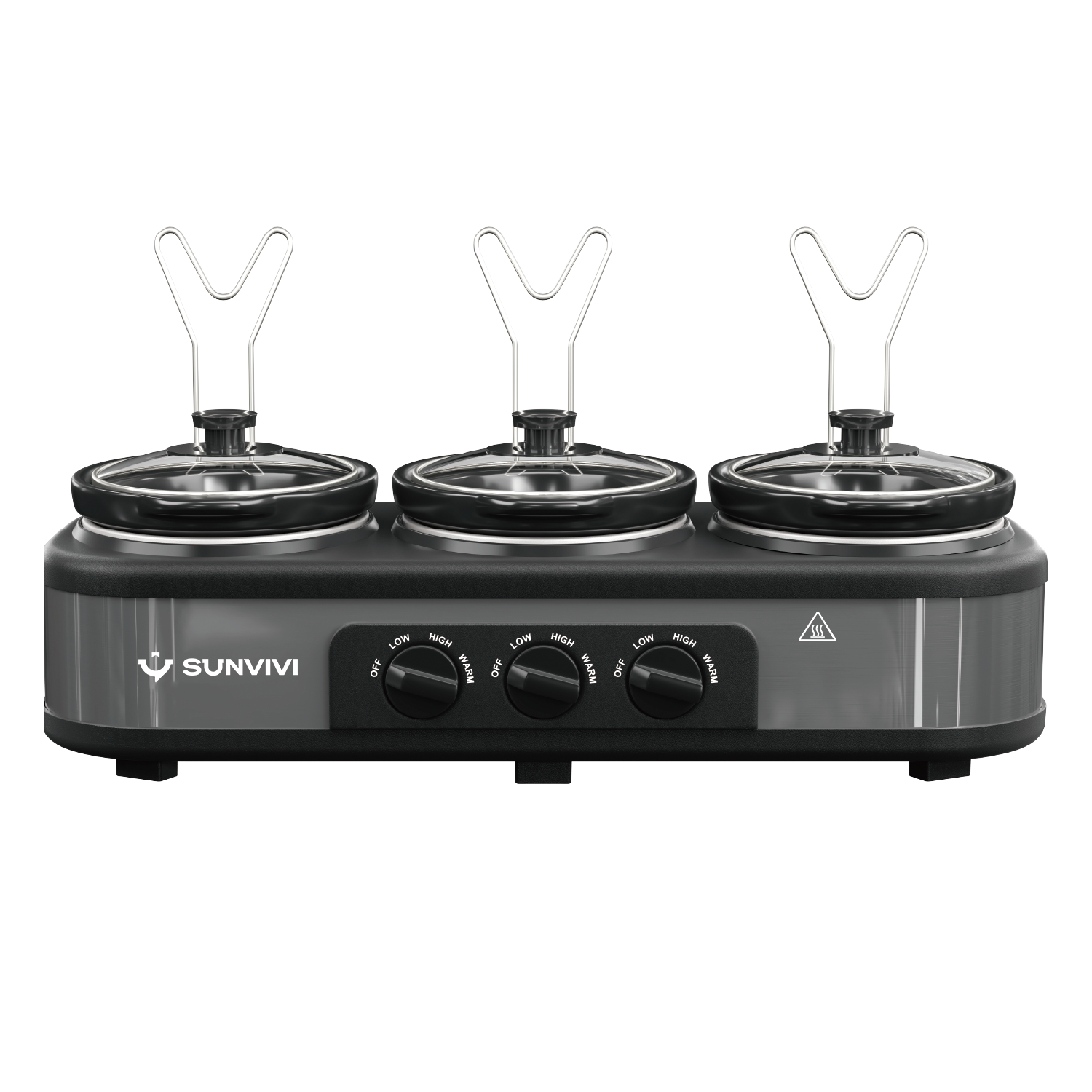Sunvivi 4.5QT Triple Slow Cooker Buffet Server with 3 x 1.5QT Pots