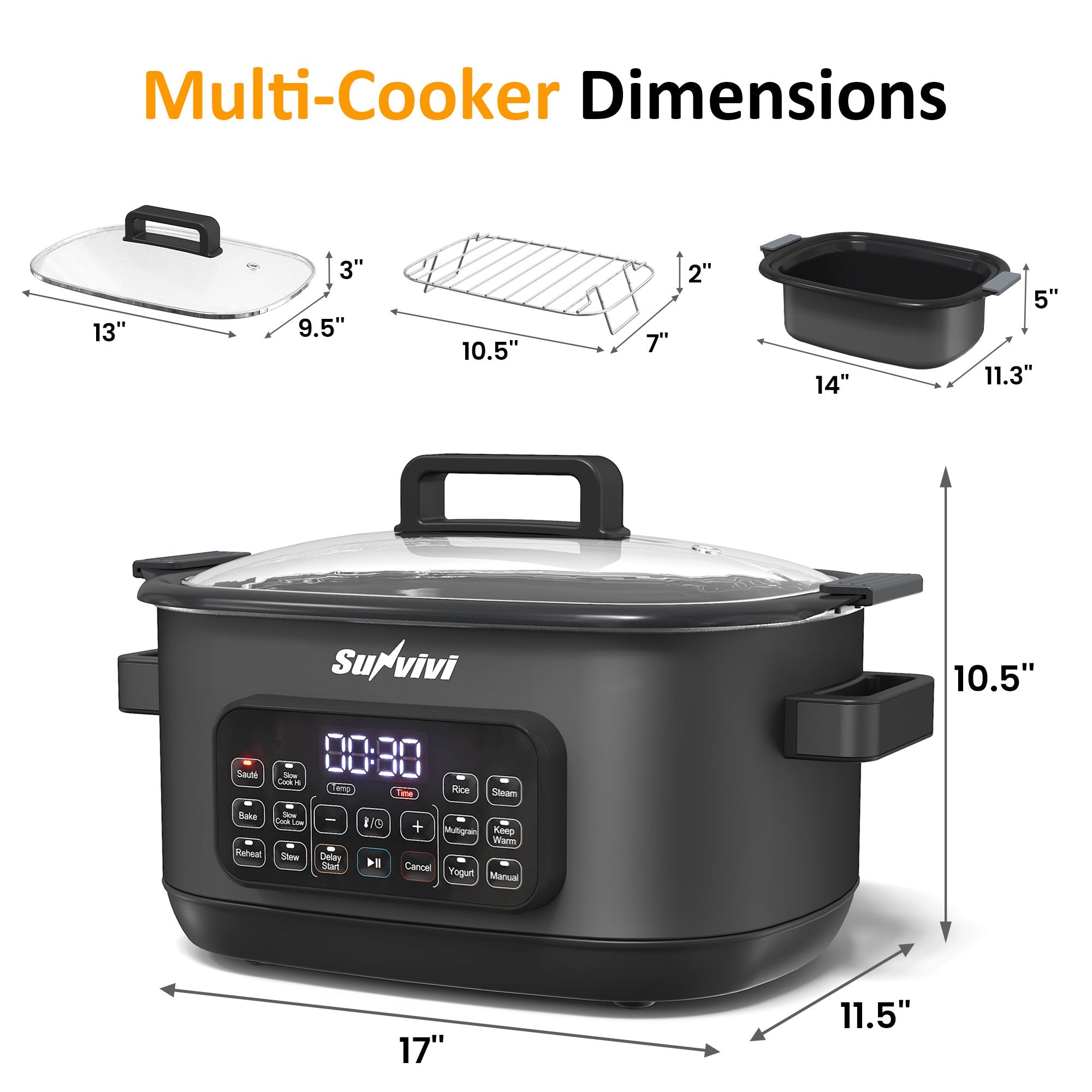 6.5QT 12-in-1 Programmable Multi Slow Cooker