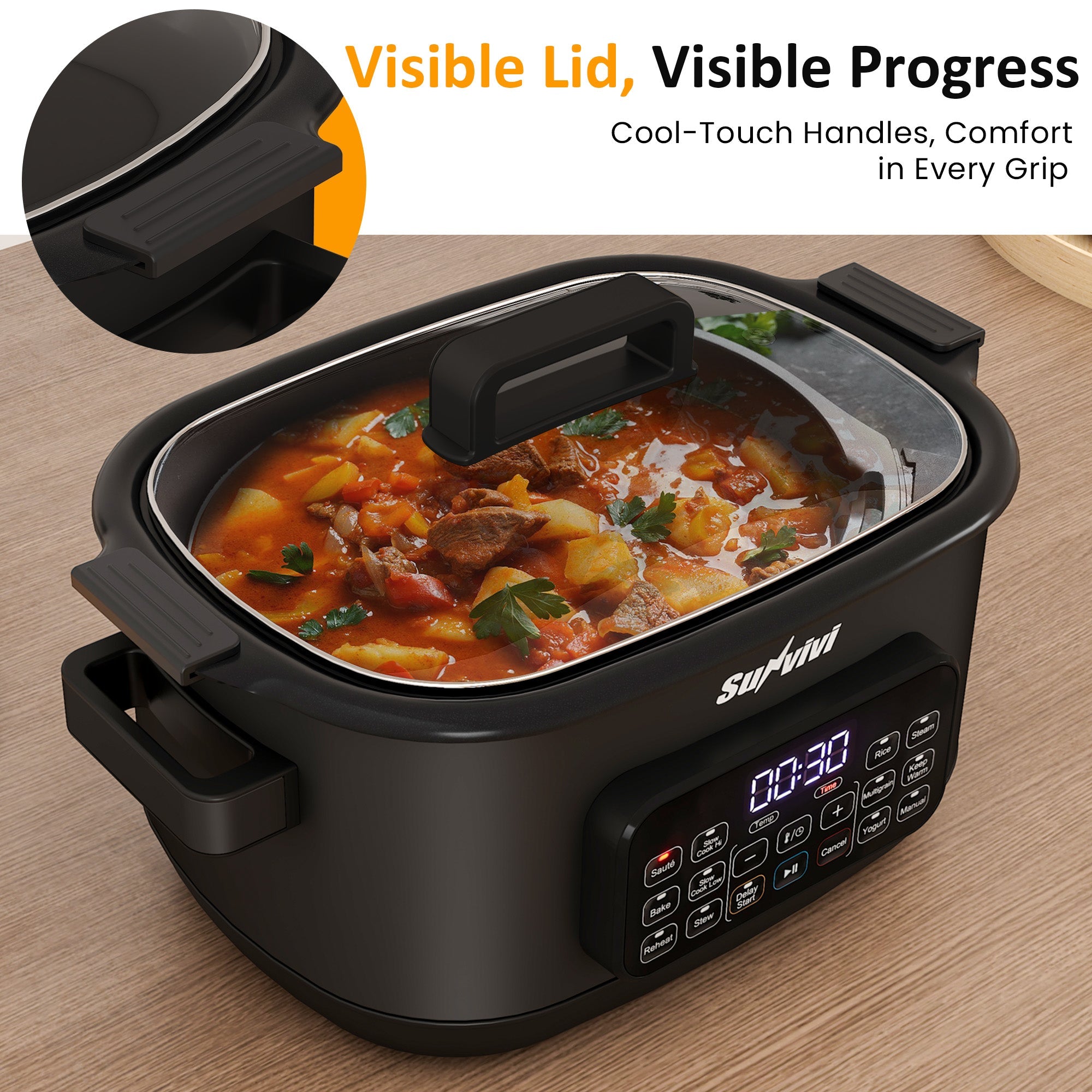 6.5QT 12-in-1 Programmable Multi Slow Cooker