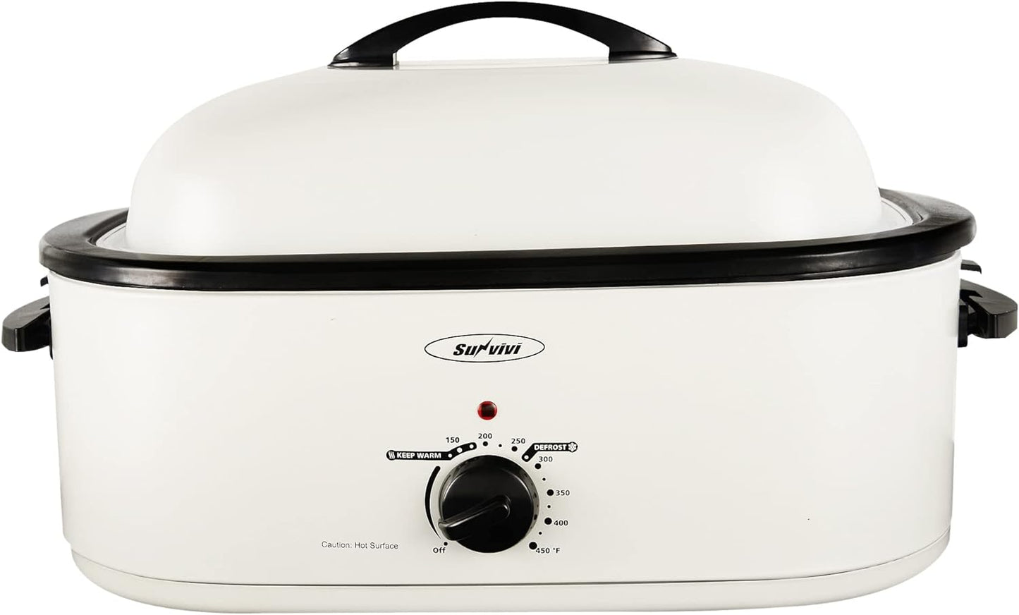 Sunvivi 26 Quart Electric Roaster Oven Turkey Roaster with Lid Electric Roasters with Removable Pan Large Roaster, Visible & Self-basting Lid, Fast Heating & Thaw/warming Setting, Silver, Grey