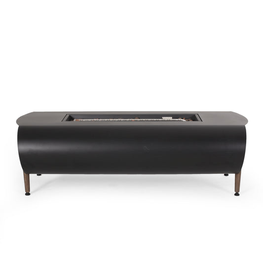 Vernon Rectangle Fire Pit 50,000 BTU Dark Gray Iron 50x25.5x15.25 Inches