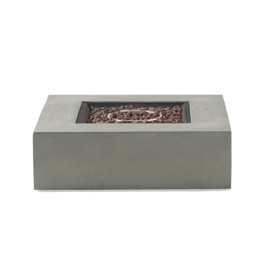 Contemporary 50,000 BTU Square MgO Fire Table with Clean Lines in Light Grey