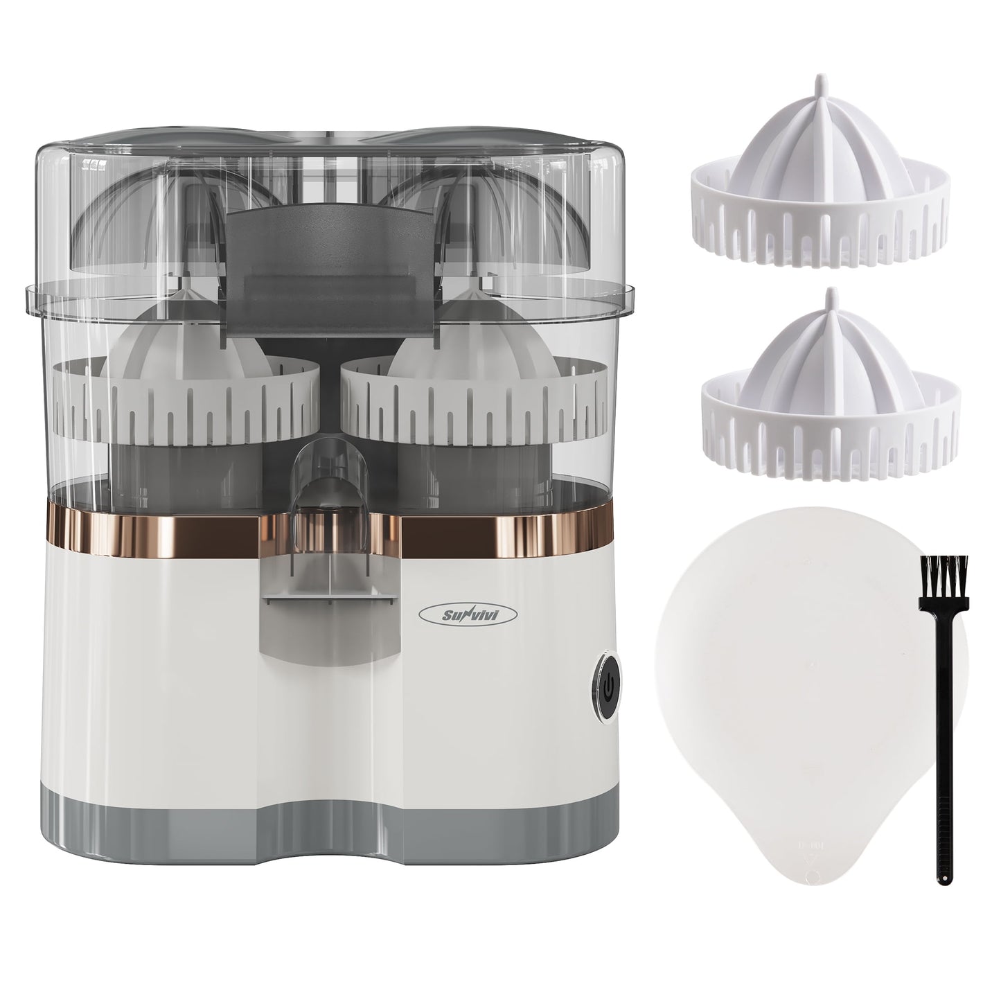 Sunvivi Dual-Head Electric Citrus Juicer, Plug-inModel Juicer Machine with Cleaning Brush, Portable Lemon Squeezer for Fresh Orange, Lemon, Lime, Kiwi, Grapefruit, Easy to Clean