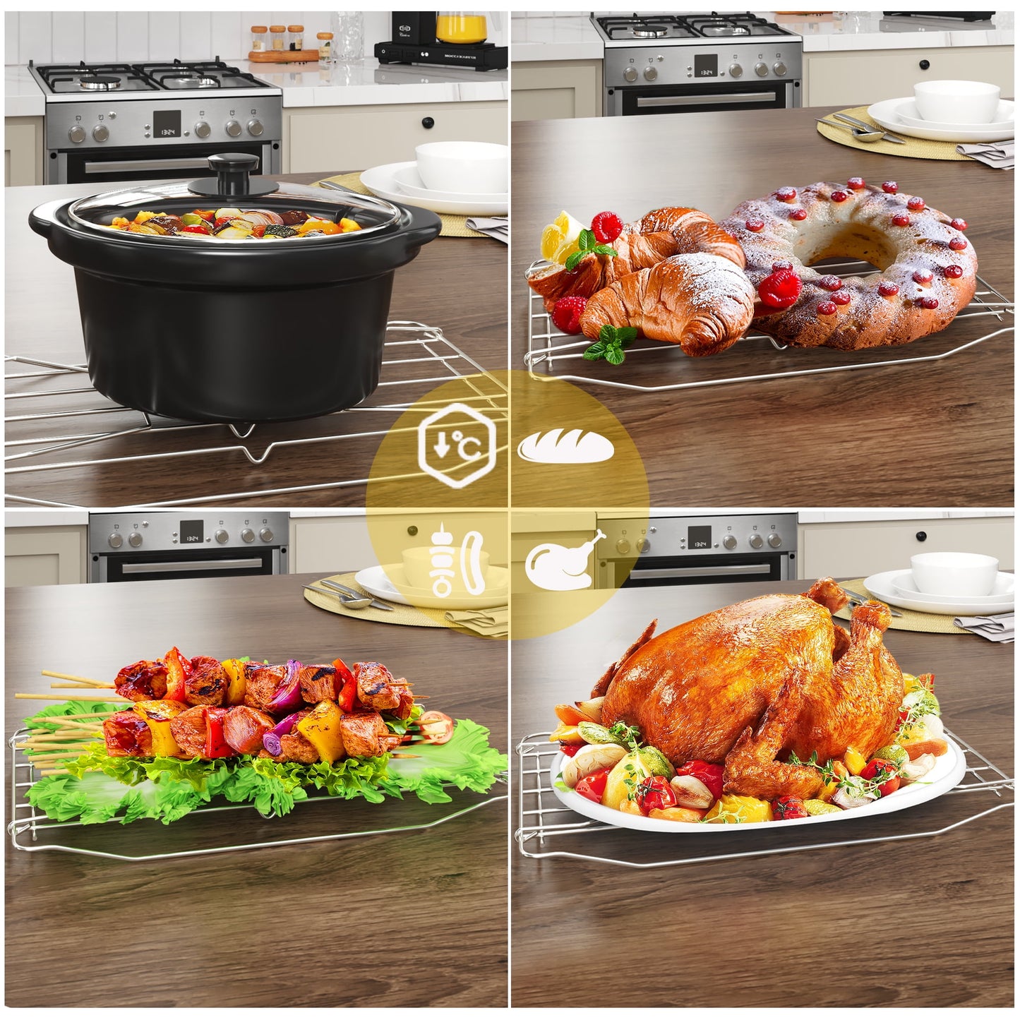 SUNVIVI 18 Quart Turkey Electric Roaster Oven with Self-Basting Lid, Stainless Steel, Black