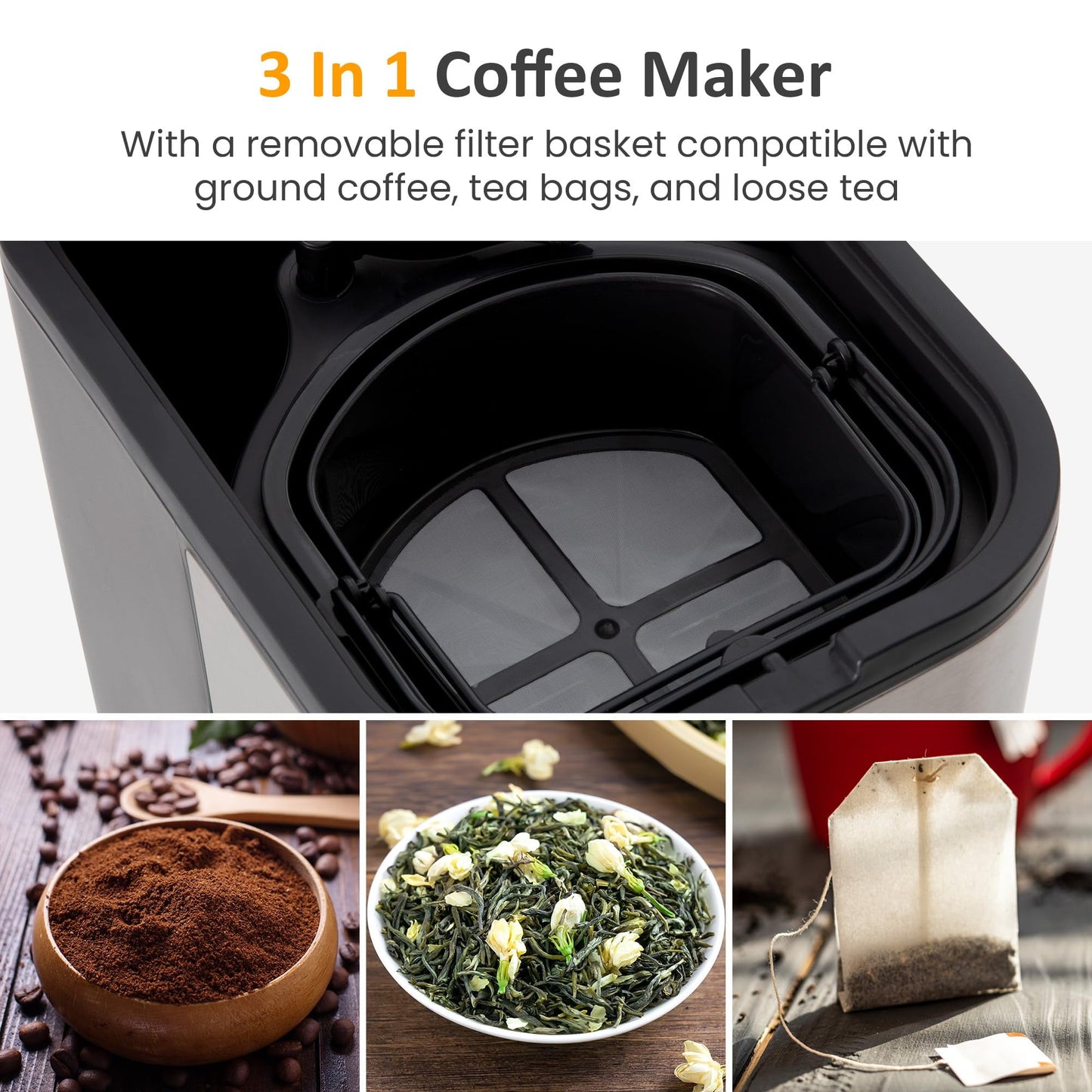Sunvivi Iced Tea Maker with 2.5-Quart Pitcher, Iced Coffee Brewing Maker for Ground Coffee, Tea Bags, Loose Leaf Tea, 7 Cups Coffee Machines for Home, Strength Control for Flavor, Black