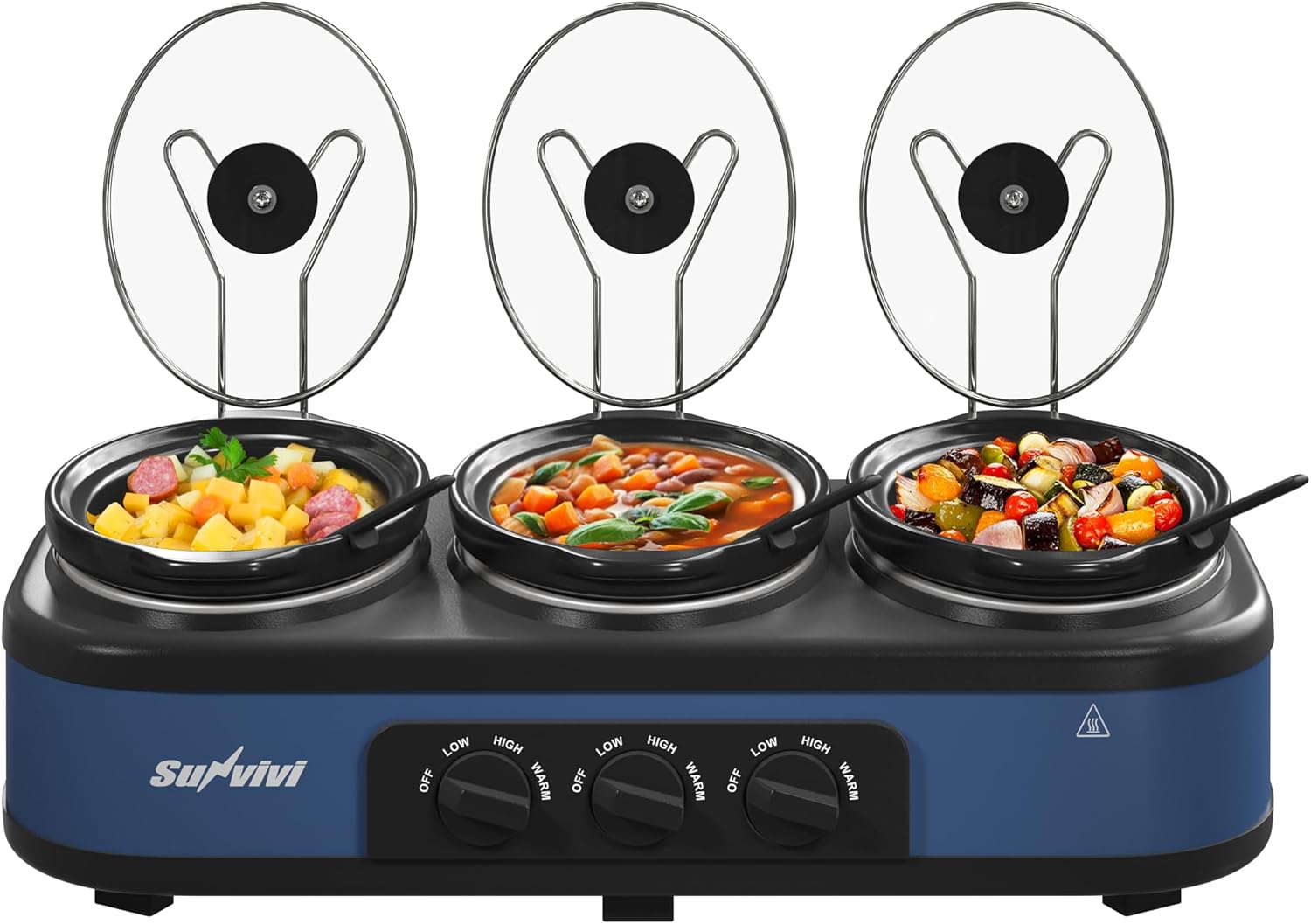 Sunvivi Triple Slow Cooker, Buffet Server, 3*1.5QT