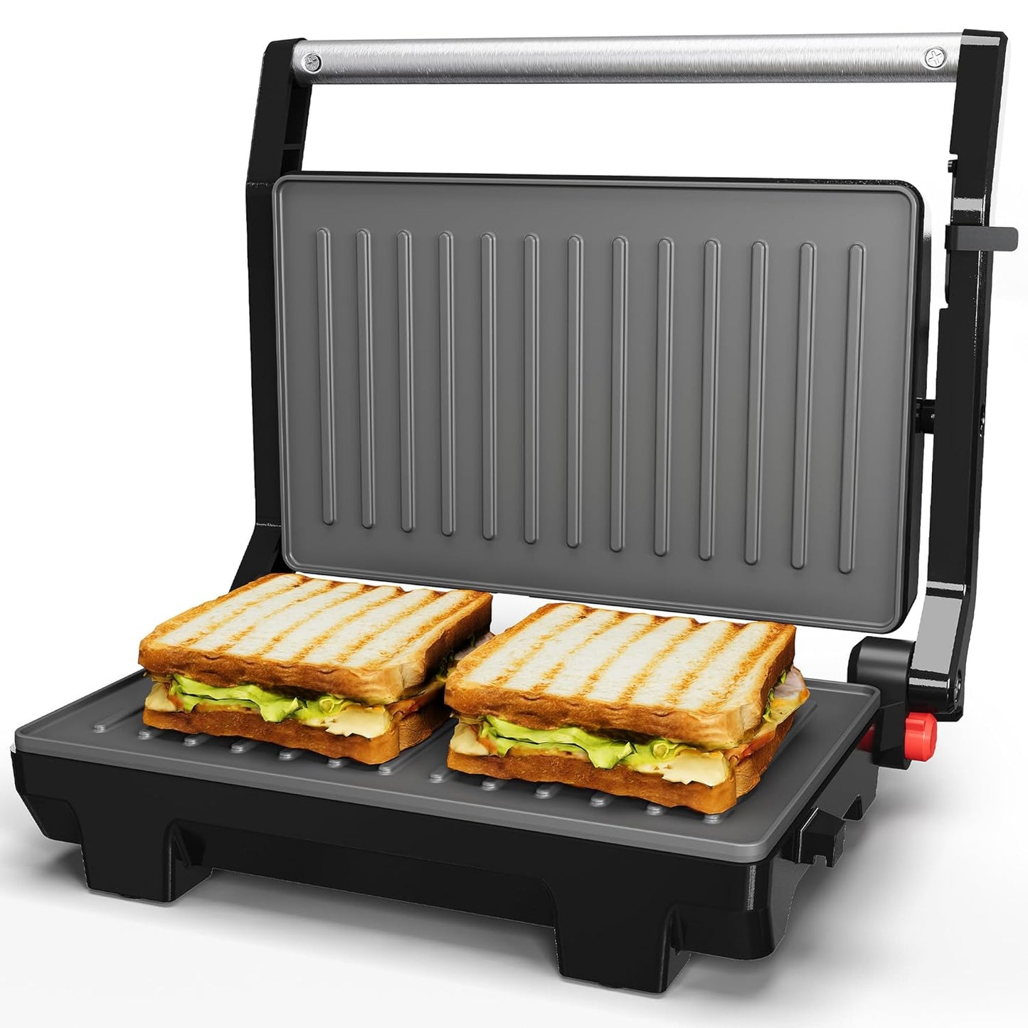 Sunvivi Panini Press Sandwich Maker: Electric Panini Press Grill with Locking Lid, Portable Indoor Panini Maker with Nonstick Plates, 1000W Double-sided Grill with 180¡ã Flat Opening, Easy to Clean