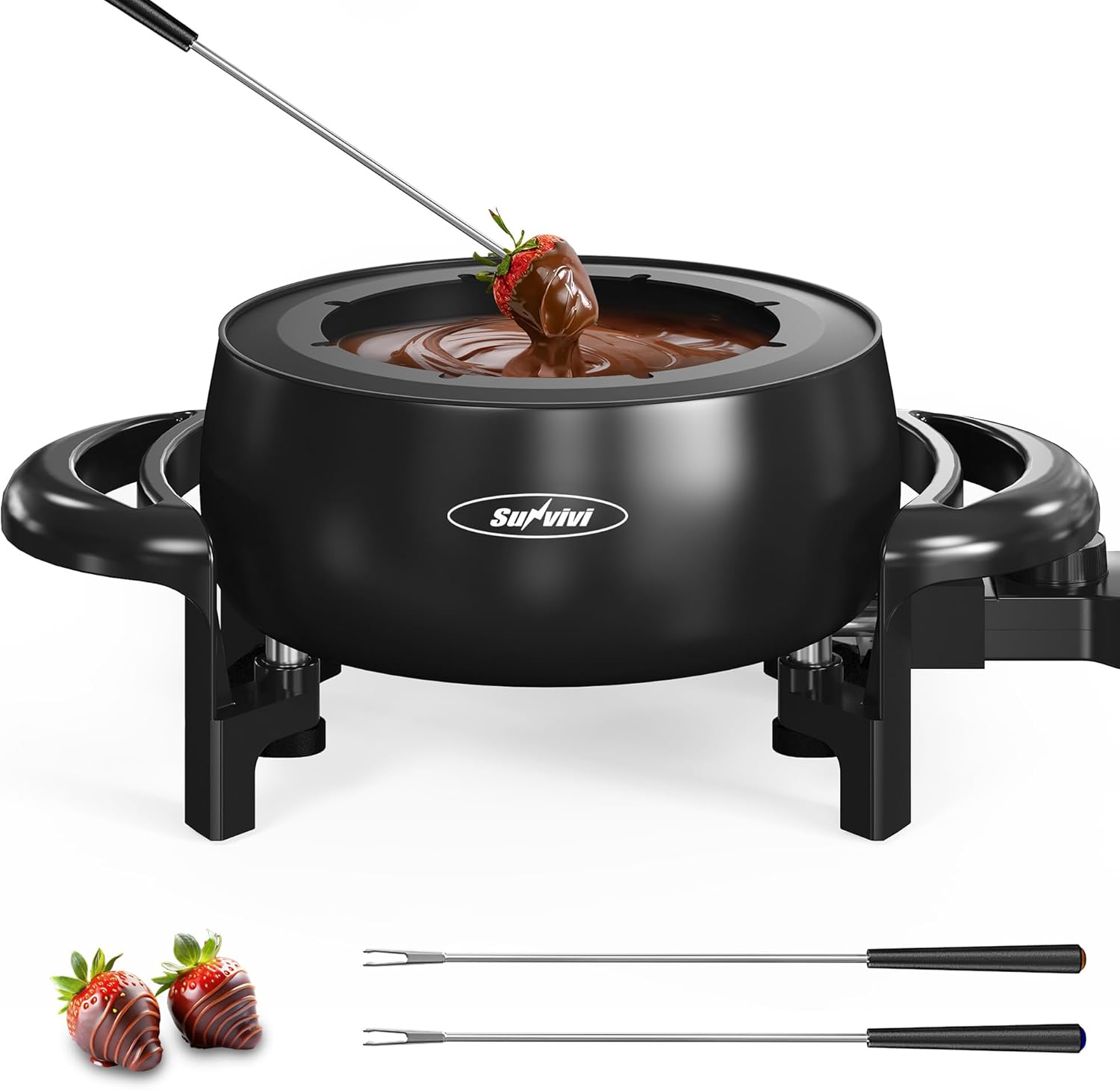 Electric Fondue Pot Set, 3 Quart Fondue Set for Melting Chocolate Cheese with 8 Color-Coded Forks