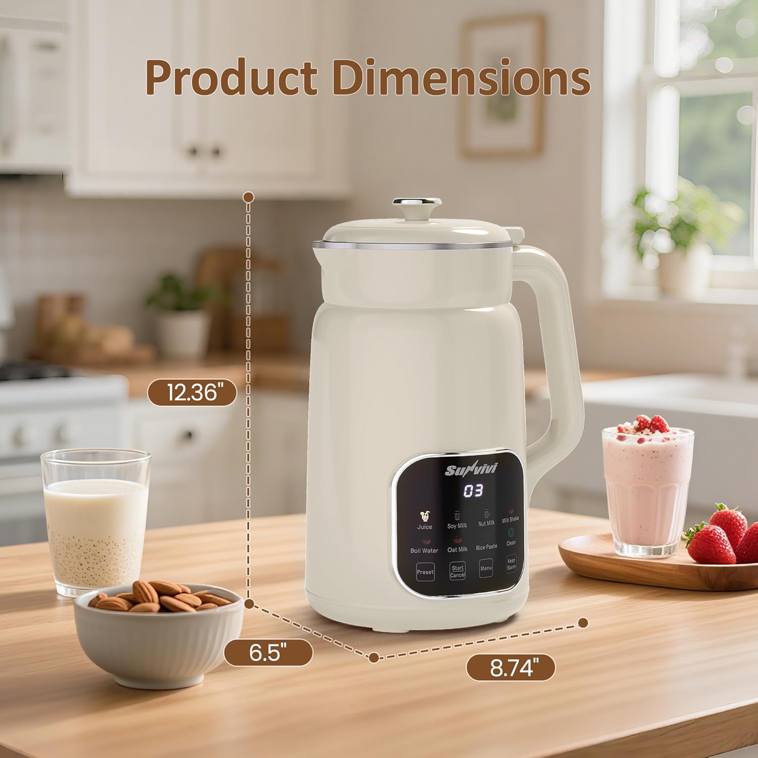 Sunvivi 8 in 1 Nut Milk Maker Machine: 60oz Soy Milk Maker