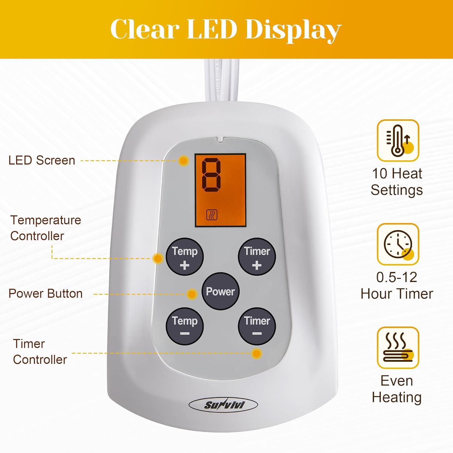 SUNVIVI Heated Blanket Queen Size, Electric Throw Dual Control