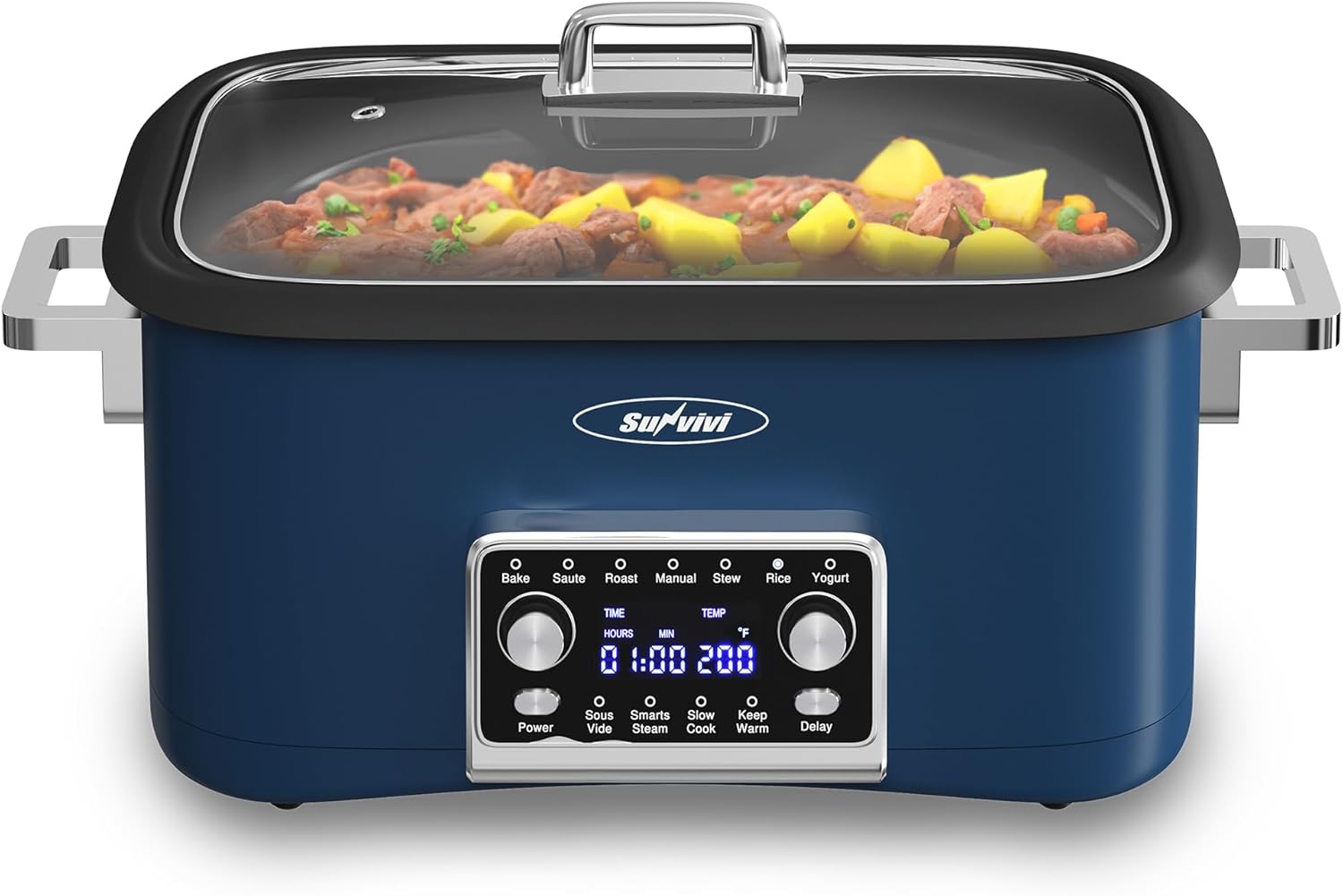 Sunvivi 8 Quart Slow Cooker Roaster Oven, 12 in 1 Programmable Multi-Cooker Food Warmer