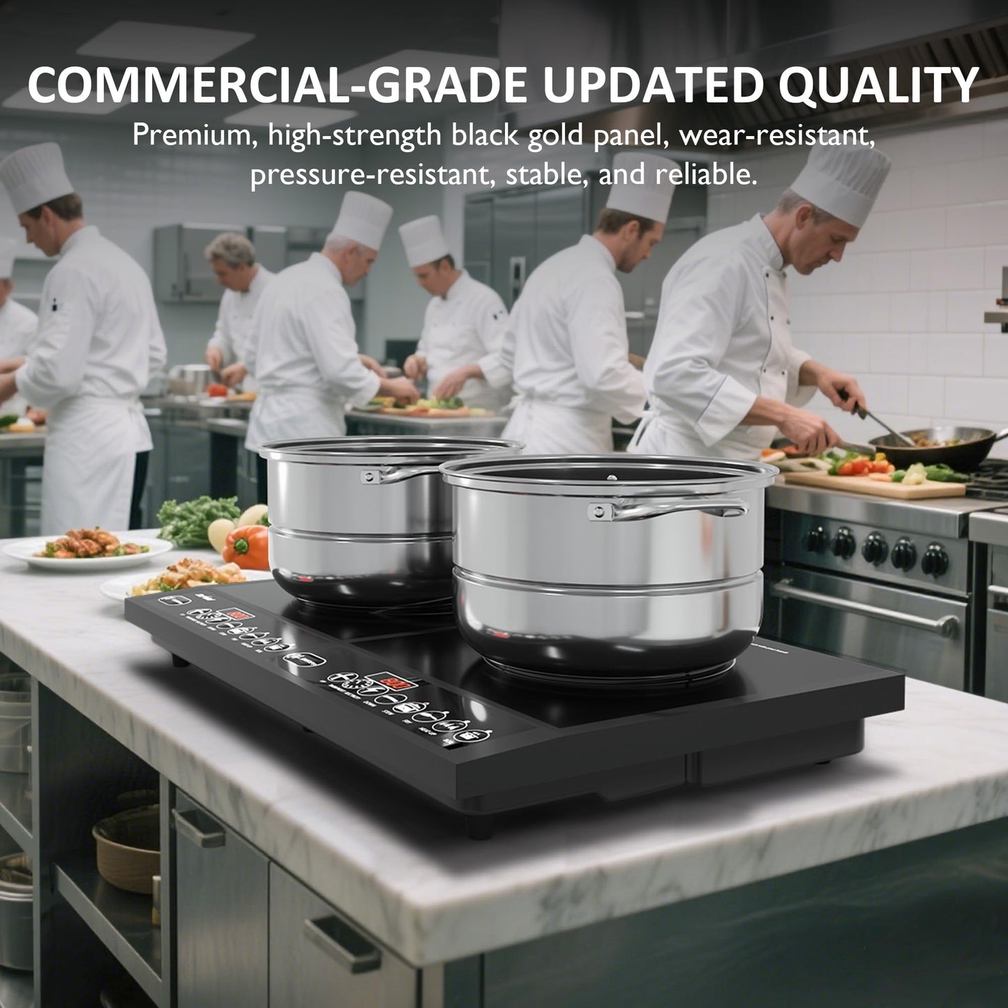 Sunvivi Portable Dual Induction Cooktop, Commercial-Grade Electric Countertop Burner with Timer, Induction Hot Plate with LED Screen, 8 Power(100W-1000W/800W) & 8 Temp Setting(176¡ãF-518¡ãF), Black