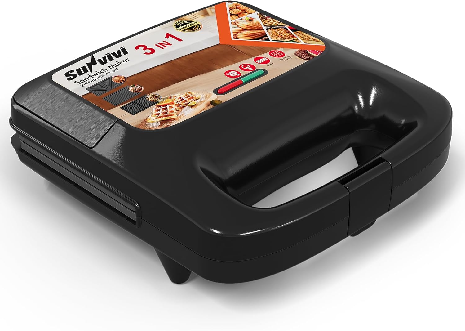 Sunvivi 3 in 1 Electric Sandwich Maker: Panini Press Grill and Waffle Iron Set