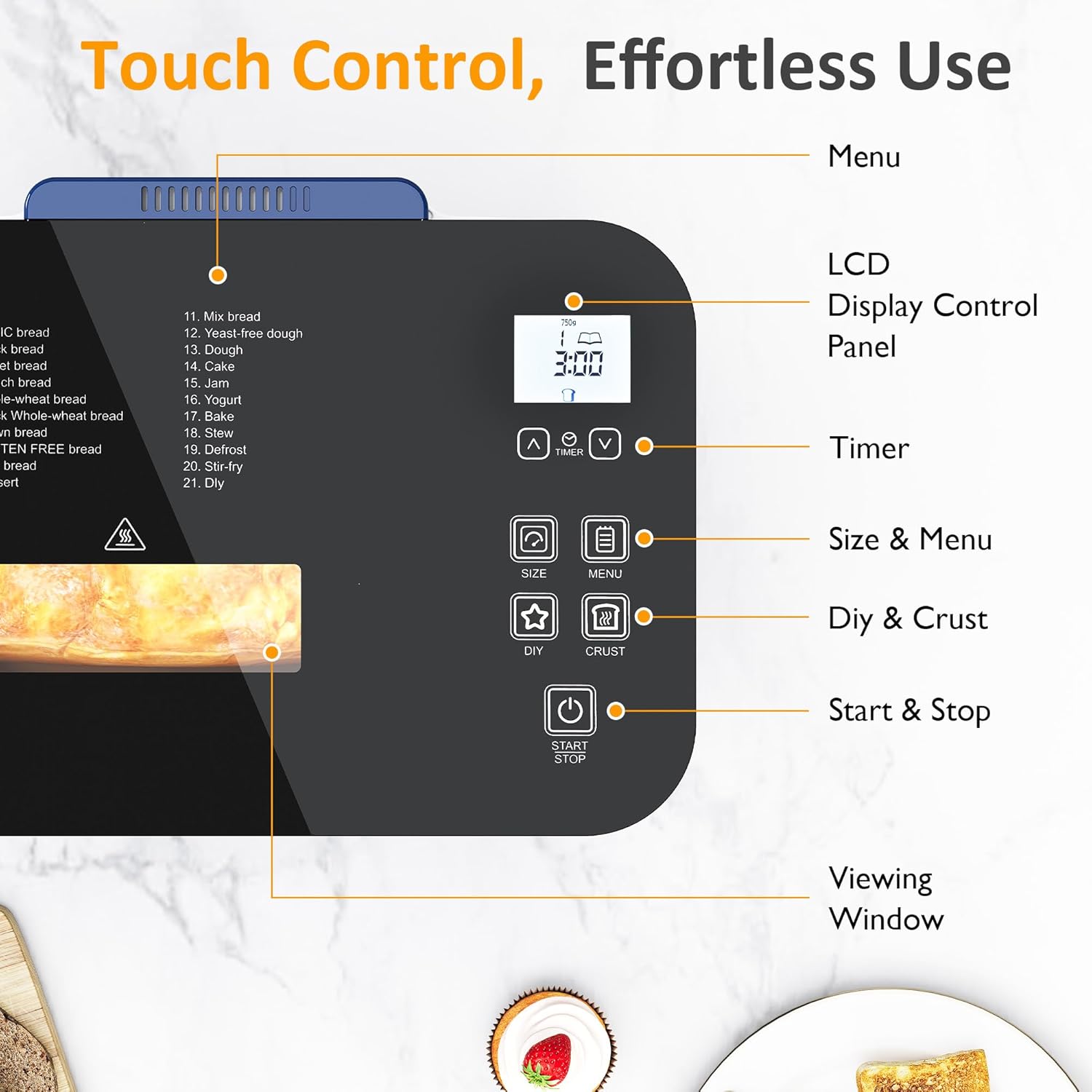 Sunvivi 2.2LB Bread Maker Machine: 21 Programs Bread Maker
