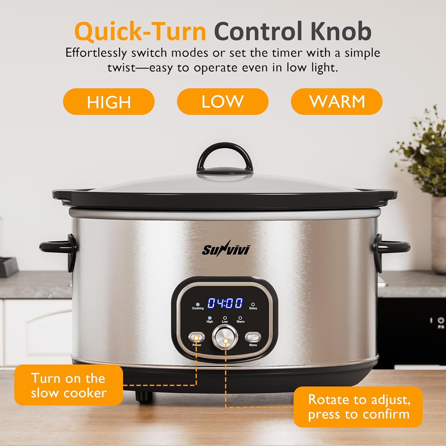 Sunvivi 8.5 Quart Programmable Slow Cooker