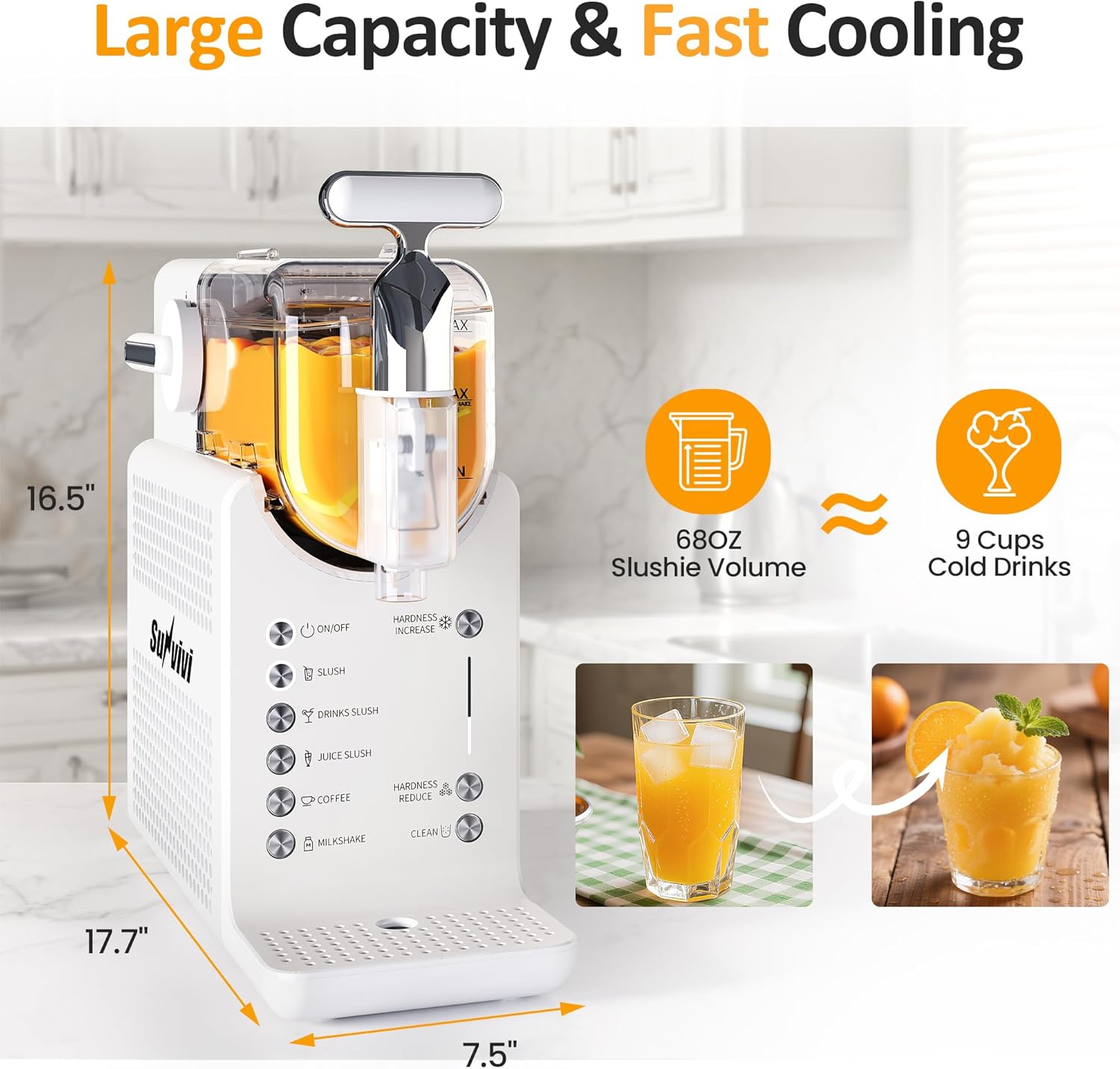 Sunvivi Slushie Machine for Home: 68oz Single-Tank Frozen Drink Maker