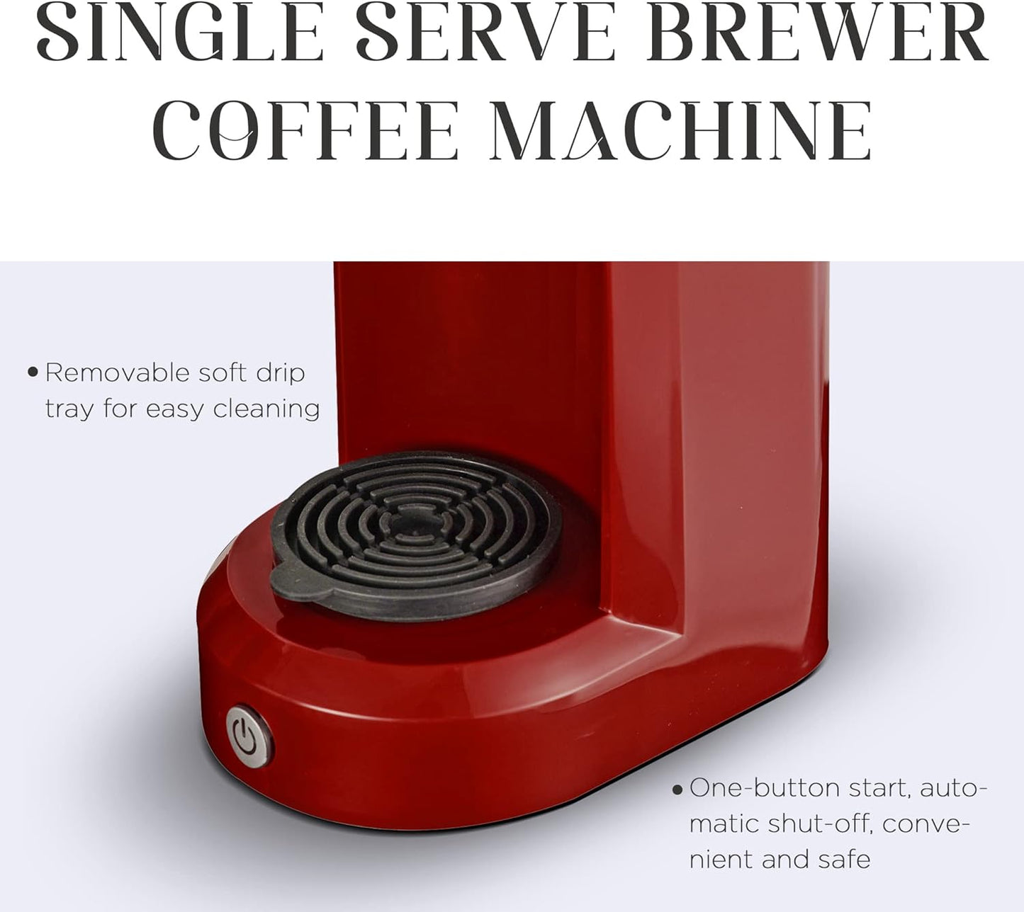 Sunvivi Coffee Maker, Single Serve Brewer for Single Cup, With Permanent Filter, 6oz to 14oz Mug, One-touch Control Button with Illumination,Red (ETL Certified)