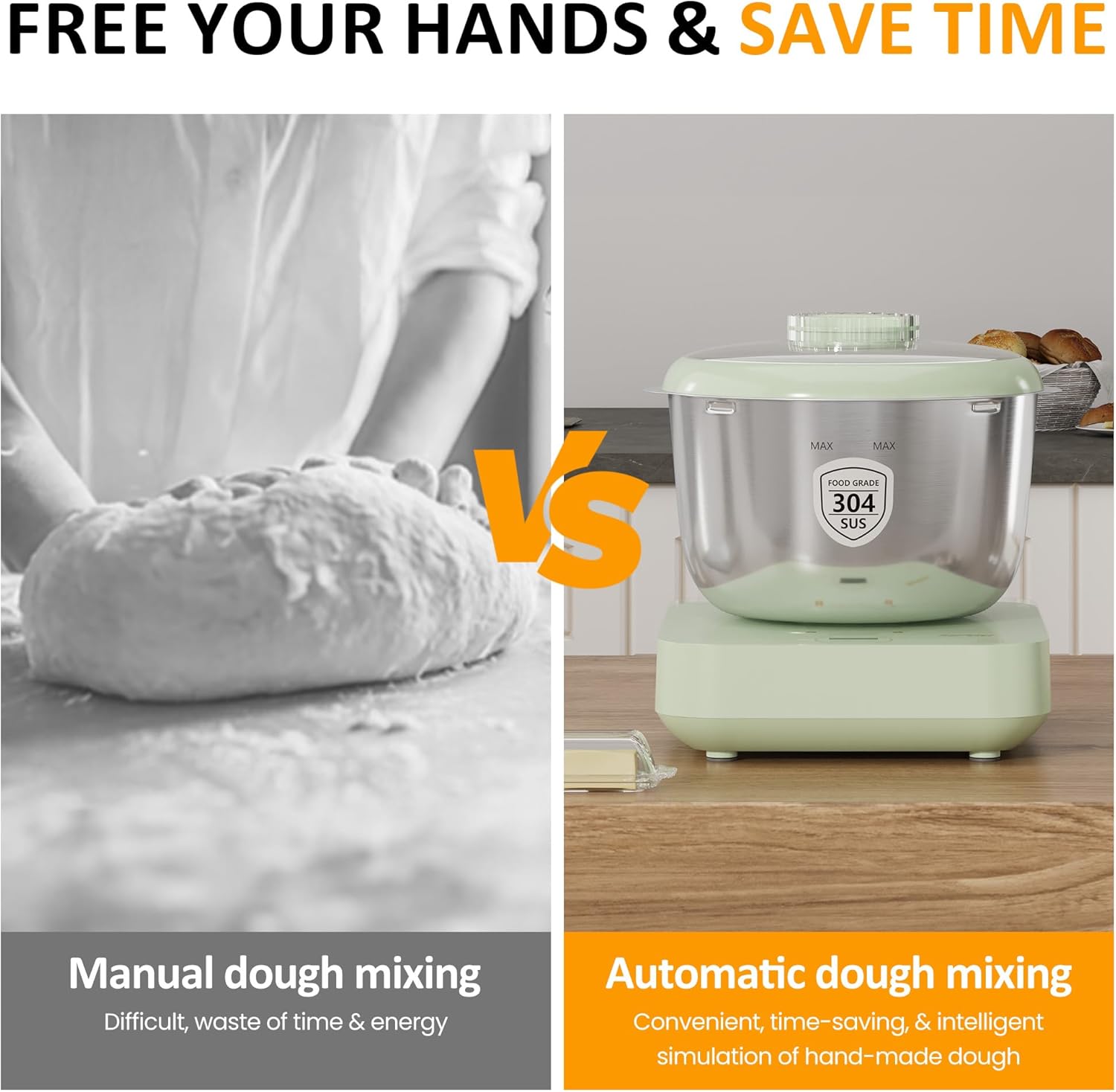 Sunvivi Electric Dough Maker with Weighing Function,5.2QT Dough Mixer