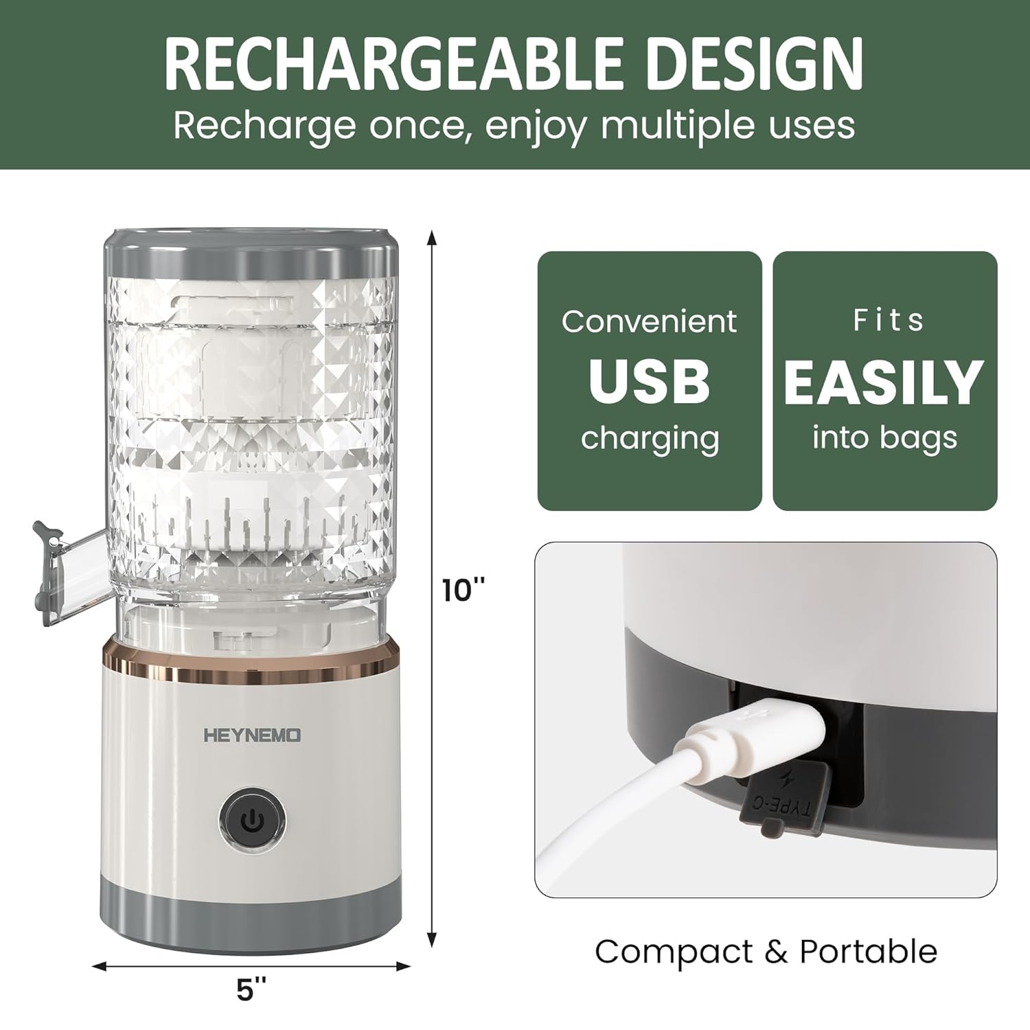 Sunvivi Electric Citrus Juicer Machines, Rechargeable Lemon Juicer Squeezer with USB Cable