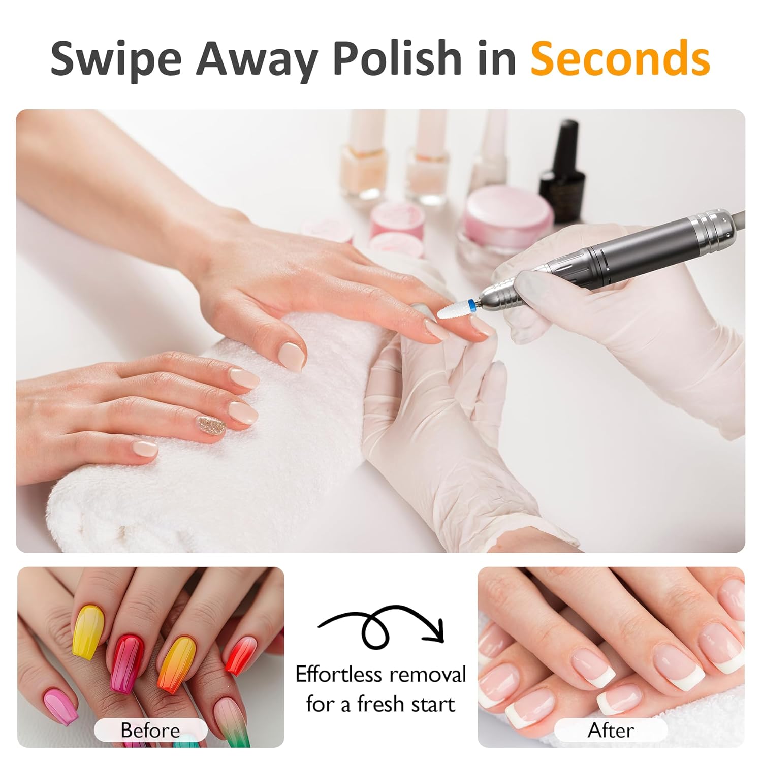 Sunvivi 40000RPM Electric Nail Drill, Rechargeable Nail File Set for Acrylic Nails Gel Polishing