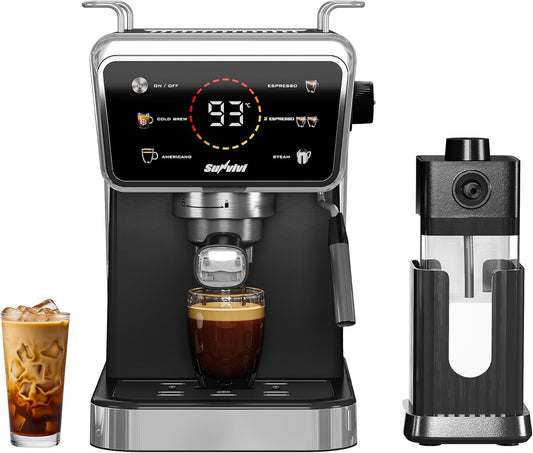 SUNVIVI 20 Bar Espresso Machine, 3-in-1 Iced Coffee Maker with Milk Frother