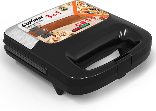 Sunvivi 3 in 1 Electric Waffle, Grill & Sandwich Maker