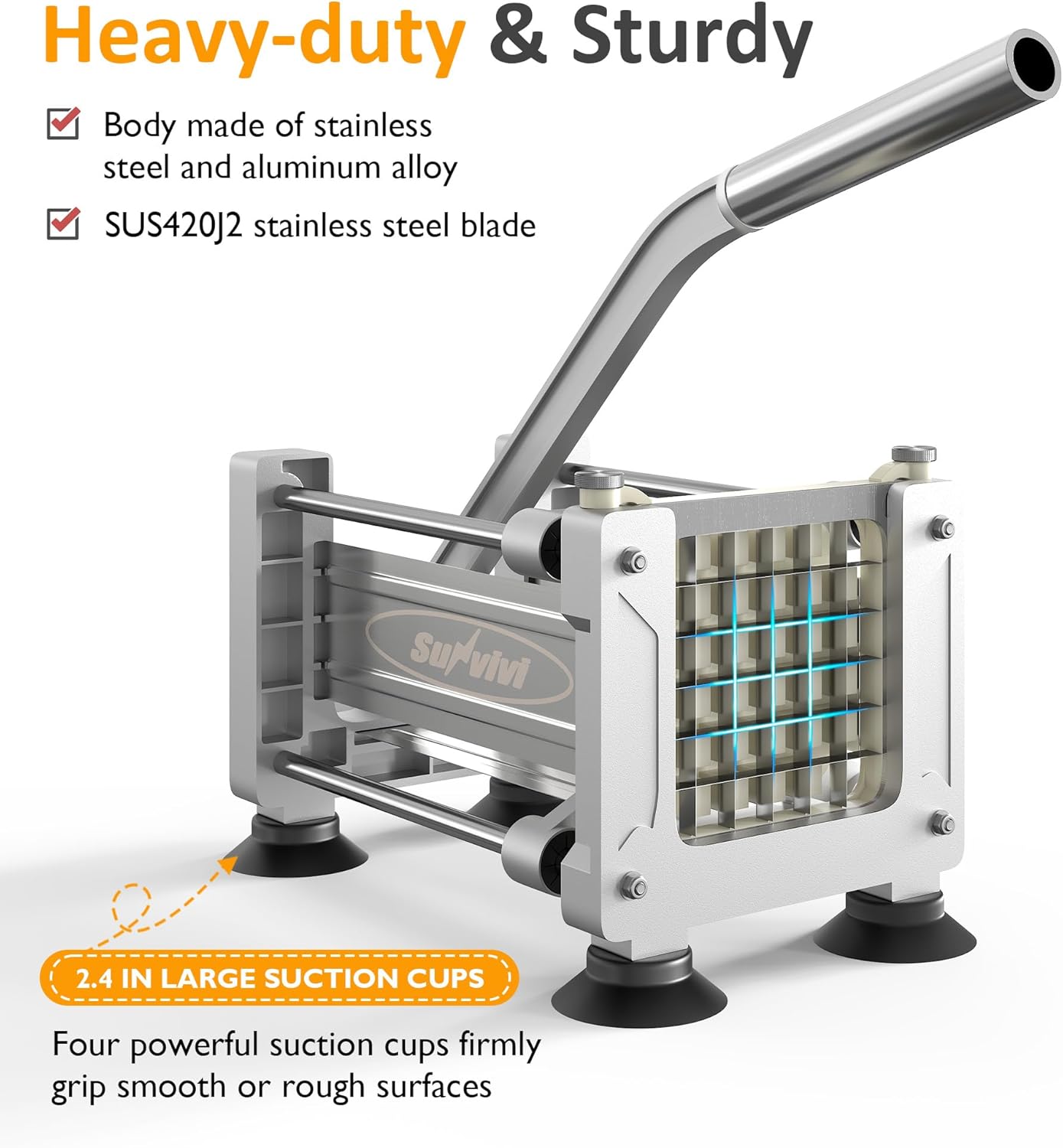 Sunvivi French Fry Cutter Stainless Steel Potato Slicer