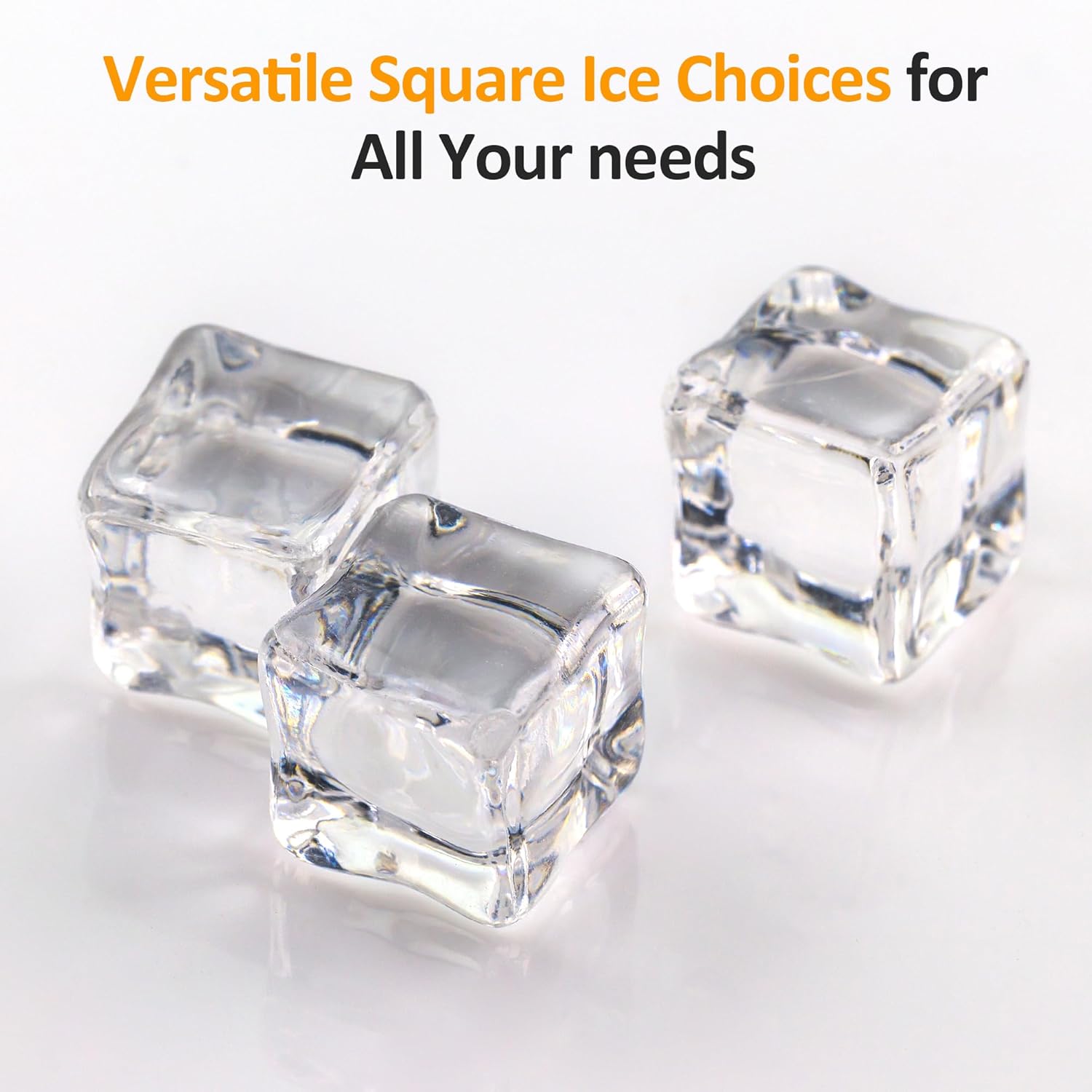 Sunvivi Clear Ice Maker, Compact Countertop Ice Machine, 1.6" Square Ice Cubes, Fast 10-Min Ice Production