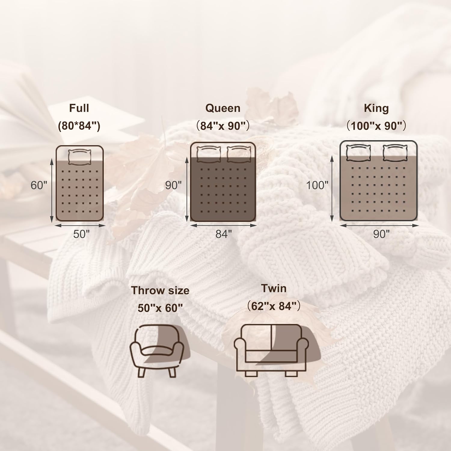 SUNVIVI Heated Blanket Queen Size, Electric Throw Dual Control