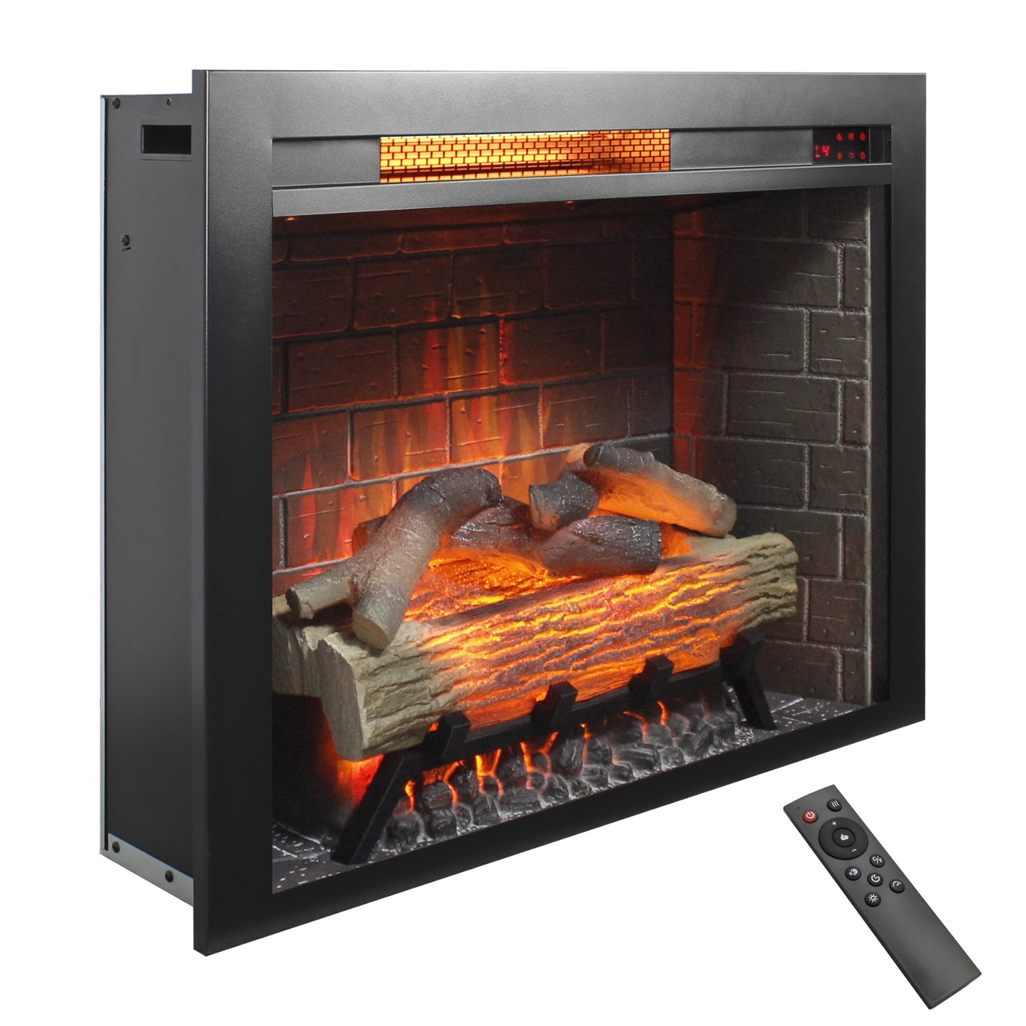 28 inch Infrared Electric Fireplace Insert, Touch Panel Home Decor Heater, Smokeless Firebox With fixed Trim Kit.With Crackling Sound