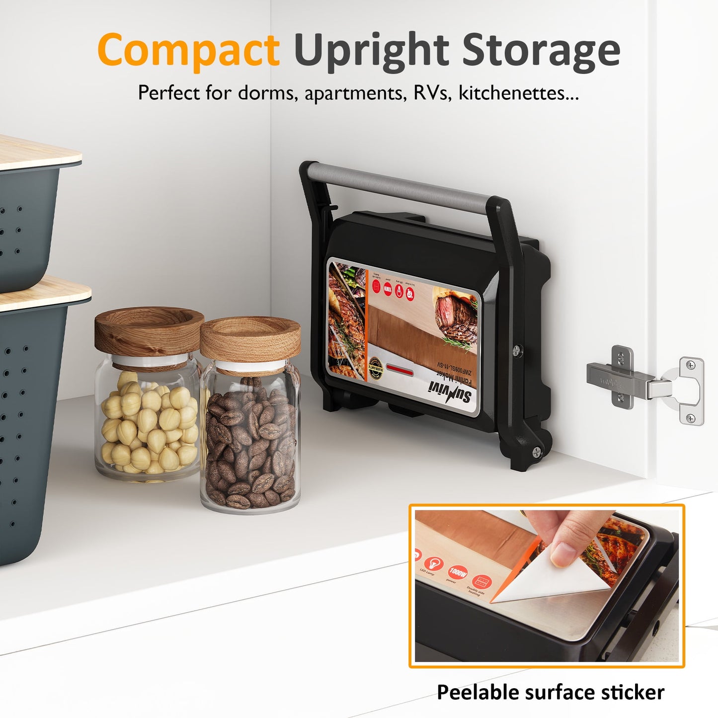 Sunvivi 1000W Portable Panini Press Sandwich Maker